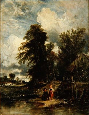 Molenplas met vissende kinderen door William James Muller
