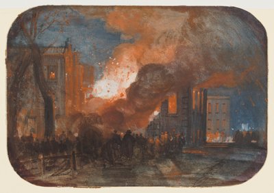 De brand van het Mansion House, Queen Square, Bristol door William James Muller