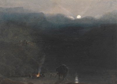 Mauritius - Maanlicht, met houtskoolbrandersvuur in de Black River Gorge door William John Chamberlayne