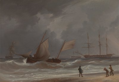 Een logger die aan wal wordt gedreven in een storm door William Joy