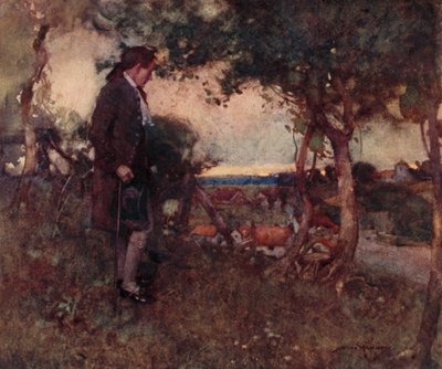 Illustratie voor The Deserted Village door Oliver Goldsmith door William Lee Hankey