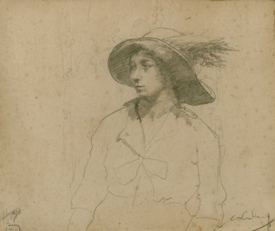 Studie voor een Portret van een Zittende Vrouw met Hoed door William Lee Hankey