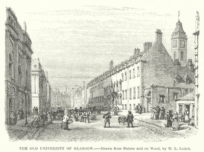 De oude universiteit van Glasgow (gravure) door William Leighton (after) Leitch