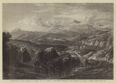 Ochtend, uitzicht in de Hooglanden van Braemar, in de Wintertentoonstelling van het Instituut van Aquarellisten door William Leighton Leitch