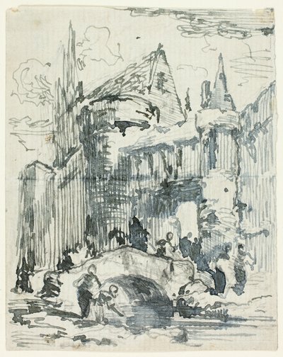 Stadsbrug en Poort door William Leighton Leitch