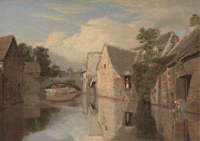 Huisjes bij een Rivier door William Linton