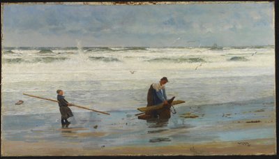 Verzamelen van Drijfhout, Holland, 1877 door William Lionel Wyllie