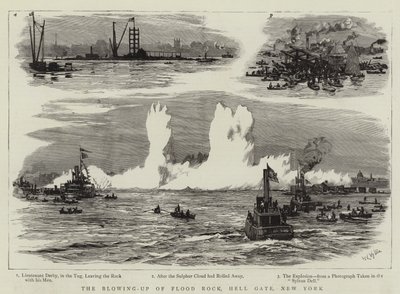 De opblazing van Flood Rock, Hell Gate, New York door William Lionel Wyllie