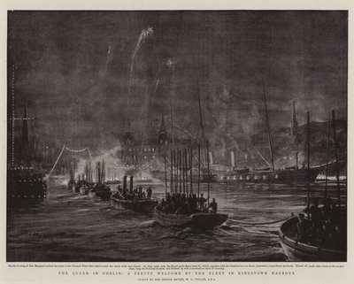 De Koningin in Dublin, een Mooi Welkom door de Vloot in Kingstown Haven door William Lionel Wyllie