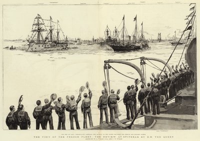 Het bezoek van de Franse vloot, de review bij Spithead door H.M. de Koningin door William Lionel Wyllie