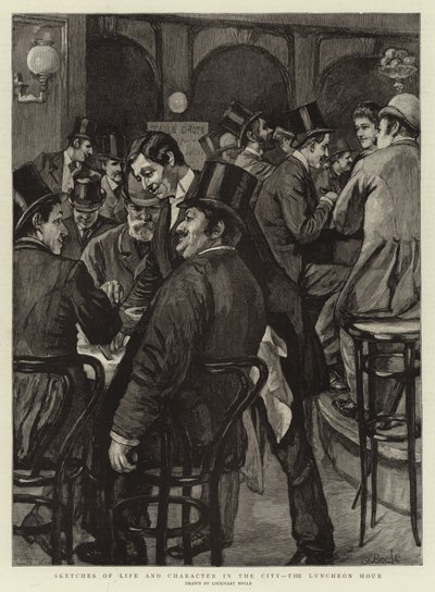 Schetsen van Leven en Karakter in de Stad, het Lunchuur door William Lockhart Bogle