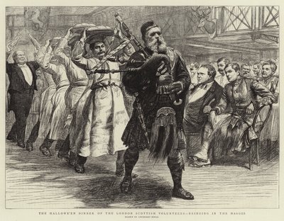 Het Halloween Diner van de London Scottish Volunteers, het binnenbrengen van de Haggis door William Lockhart Bogle