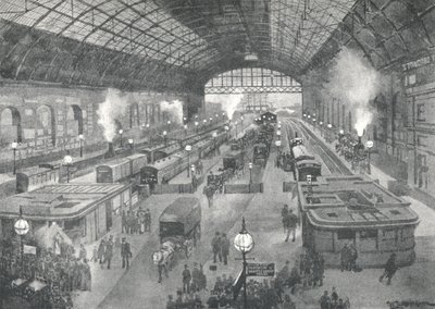 Cannon Street Station - Nacht, 1891 door William Luker