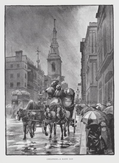 Cheapside, een Regenachtige Dag door William Luker
