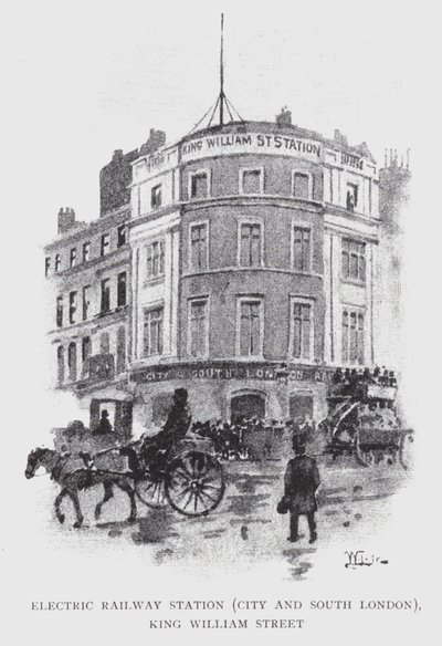 Elektrisch treinstation, City en South London, King William Street door William Luker
