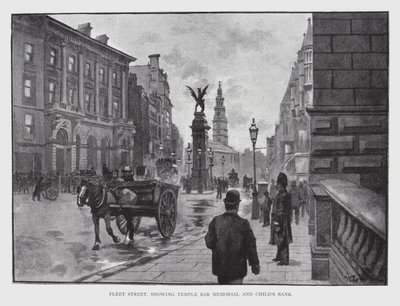 Fleet Street, met uitzicht op Temple Bar Memorial en Child