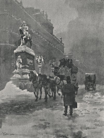 Holborn Circus - Een winterochtend door William Luker
