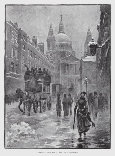 Ludgate Hill op een Winterochtend door William Luker