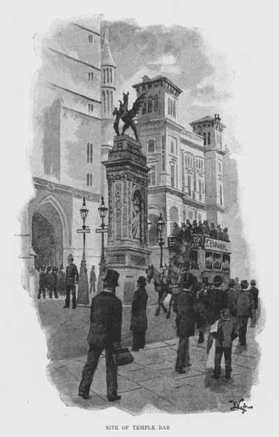 Locatie van Temple Bar door William Luker