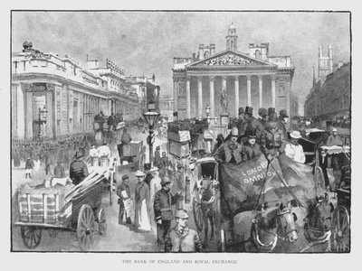 De Bank of England en Royal Exchange door William Luker