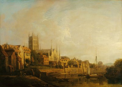 Een Uitzicht op Worcester Kathedraal vanaf de Rivier door William Marlow