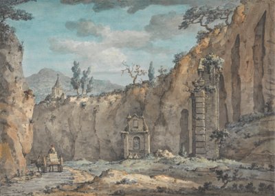 Ossenkar in de Grot van Posillipo door William Marlow
