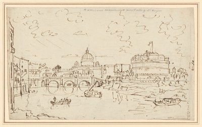De Tiber met Sint-Pieters en de Castel S. Angelo (recto) door William Marlow