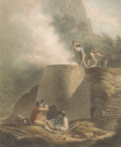 Landschap met kalkoven en arbeiders door William Marshall Craig