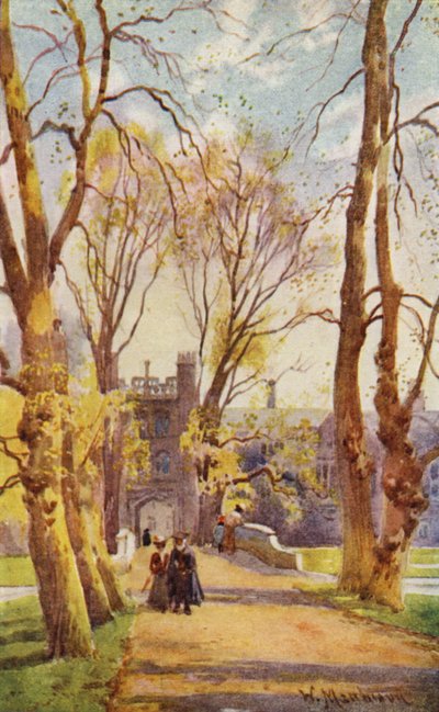 Trinity College Brug en Laan, met Poort naar de Nieuwe Hof door William Matthison