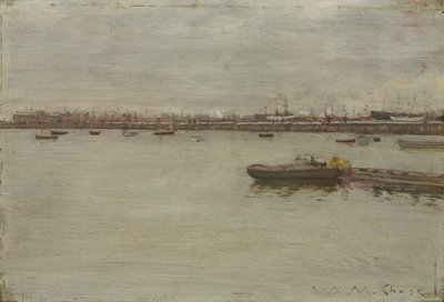 Grijze dag aan de baai door William Merritt Chase