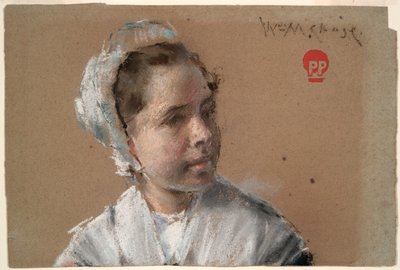 Hoofd van een jong meisje door William Merritt Chase