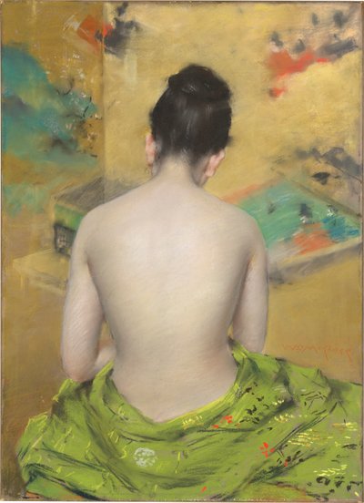 Studie van vleeskleur en goud door William Merritt Chase