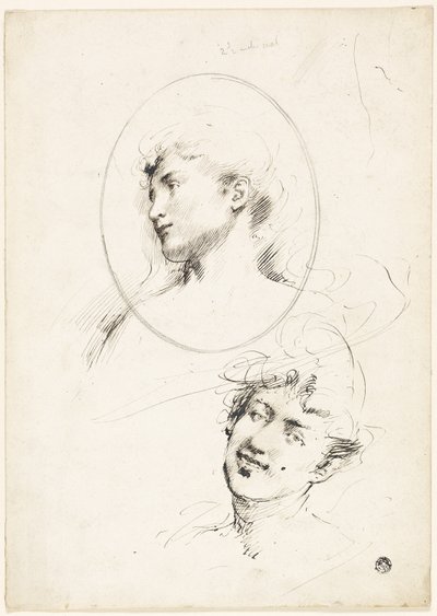 Twee Vrouwelijke Hoofden door William Merritt Chase