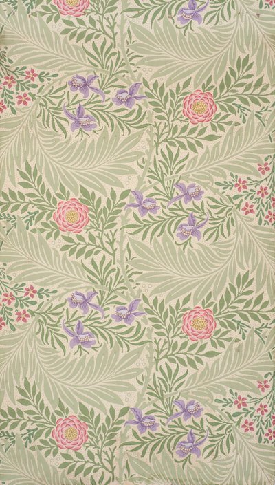 Ridderspoor. Behangpapier door William Morris