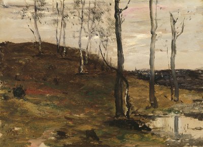 Heuvel met bomen door William Morris Hunt