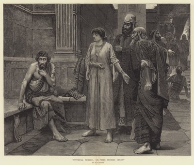 Historisch schilderij, St. Peter ontkent Christus door William Mouat Loudan