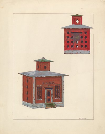 Rode Schoolhuis Bank, ca. 1937 door William O. Fletcher