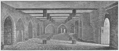 Interieur van de crypte genaamd de Kruitkelder onder het oude paleis van Westminster, ca. 1883 door William Patten