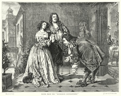 Scène uit de Bourgeois Gentilhomme (gravure) door William Powell (after) Frith