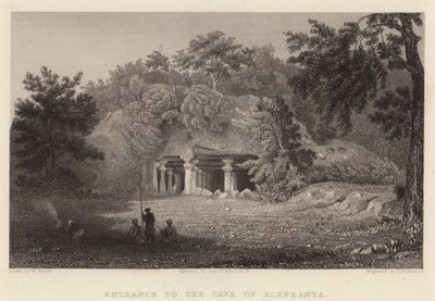 Ingang van de Grot van Elephanta door William Purser