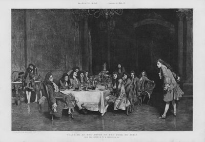 Voltaire in het huis van de hertog van Sulli door William Quiller (after) Orchardson