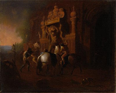 Paarden bij een fontein door William Rimmer