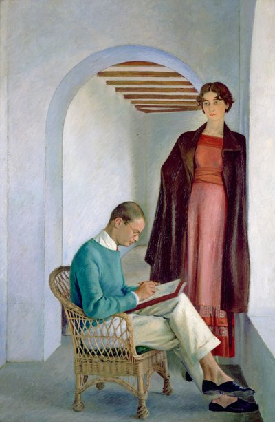 De Zoon van de Kunstenaar en zijn Vrouw of Twee Figuren in een Interieur, ca. 1930-35 door William Rothenstein