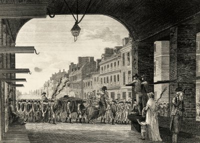 De begrafenisstoet van George Washington langs High Street in Philadelphia door William Russell Birch