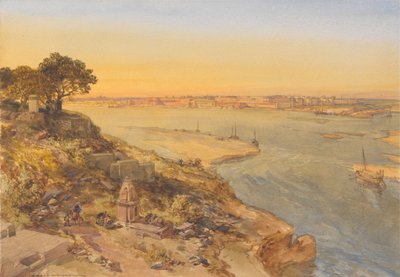 Allahabad, vanaf de Rechteroever van de Jumna door William Simpson
