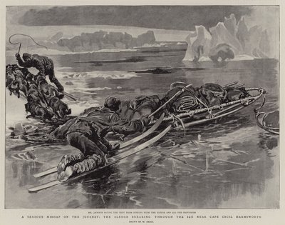 Een Ernstig Ongeluk op de Reis, de Slee breekt door het IJs bij Kaap Cecil Harmsworth door William Small