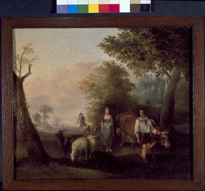 Landschap met vee en schapen door William Snr. (follower of) Shayer