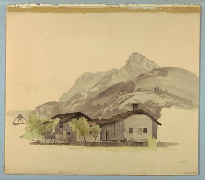 Studie van Landschap, Brunnen, Zwitserland door William Stanley Haseltine