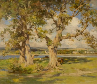 Drie Bomen bij een Rivier door William Stewart MacGeorge