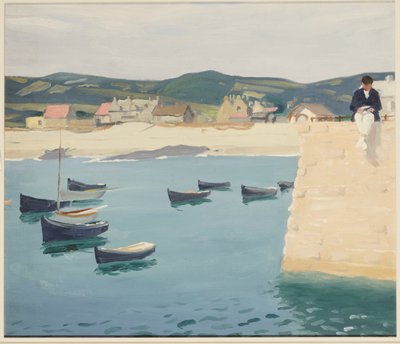 Jongen Lezend aan de Rand van een Haven door William Strang
